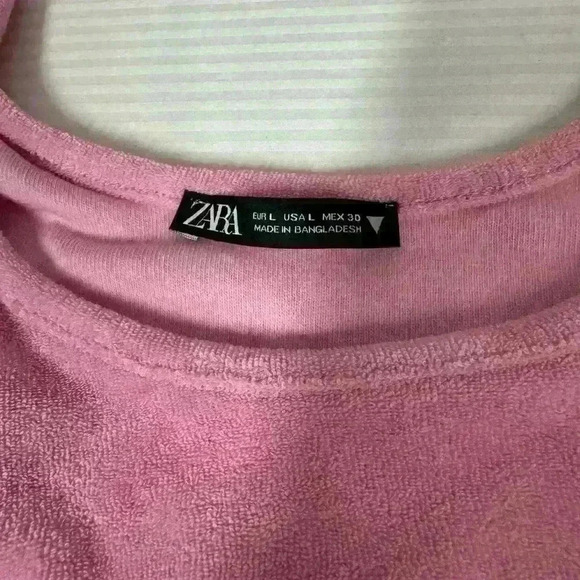 Y2K Zara Pink Terry Cloth Bralette Crop Top L Soft Lounge Beachy Summer Fit - Picture 3 of 6